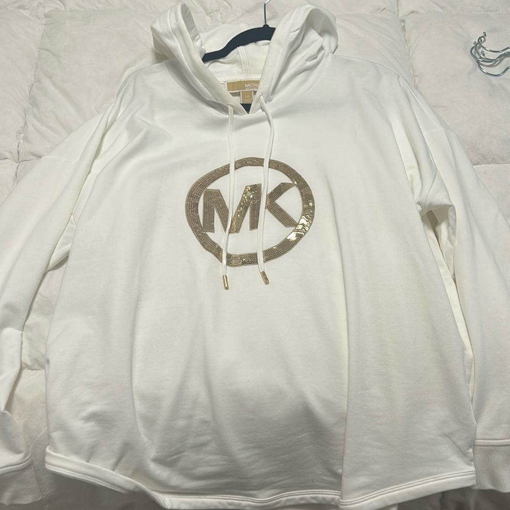 Michael Kors White Hoodie with Gold Logo - Picture 2 of 3
